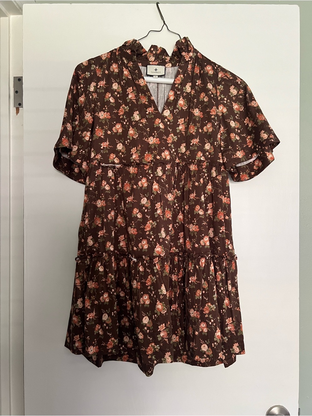 Tuckernuck Brown Floral Ruffled Tier Dress